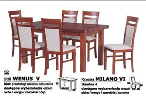 Zestaw Stół Wenus V i Krzesła Milano VI